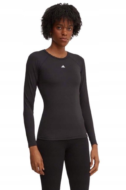 Adidas Dopasowana Czarna Bluzka Sportowa Z Długim Rękawem Xs I1C