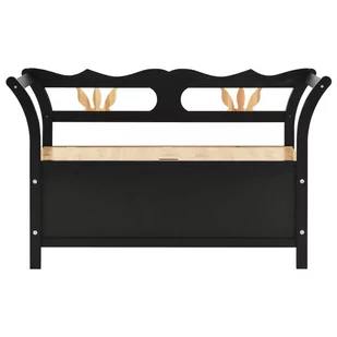Ławka, czarna, 107x45x75,5 cm, lite drewno jodłowe Lumarko! - Ławki do przedpokoju - miniaturka - grafika 4