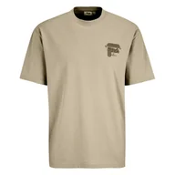 Koszulki męskie - Męska Koszulka z krótkim rękawem FILA BROVO OVERSIZED FAM0331-70015 – Beżowy - miniaturka - grafika 1