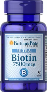 PURITAN'S PRIDE PURITANS PRIDE Puritans Pride Biotyna 7500 mcg x 50 tabl - Włosy, skóra, paznokcie - miniaturka - grafika 1