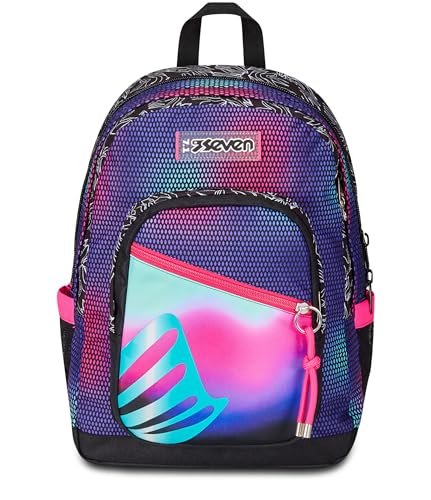 Seven Plecak szkolny Freethink, różowy, Shadefull Girl, plecak z podwójnym przedziałem, kieszeń na komputer lub tablet i kieszeń na butelkę, plecak średni i wyższy, dziewczęcy, Różowy, Taglia Unica,