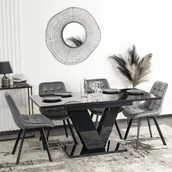 Stoły - Stół Prostokątny Rozkładany CLARK 120-160 cm Czarny Połysk Glamour - miniaturka - grafika 1