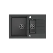 Zlewozmywaki - QUADRON Zlewozmywak granitowy czarny PETER 156 HCQP57850CZK - miniaturka - grafika 1