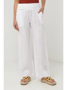 Lin Passion Lniane spodnie w kolorze białym - Spodnie damskie - miniaturka - grafika 1