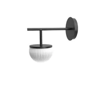 Lampy ścienne - Biało-czarny kinkiet Roi Arm z ryflowanym szklanym kloszem - miniaturka - grafika 1