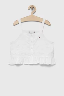 Bluzki dla dziewczynek - Tommy Hilfiger bluzka bawełniana kolor biały - grafika 1