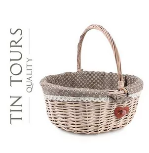 BRĄZOWY KOSZ WIKLINOWY Z UCHWYTEM 42x36x18/40 cm - Kosze wiklinowe - miniaturka - grafika 1