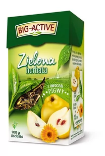 Big Active, Herbata liściasta zielona z pigwą, 100 g - Herbata - miniaturka - grafika 1