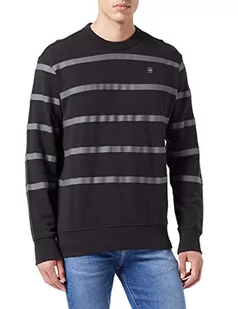 G-STAR RAW Bluza męska Placed Stripe Sweats, Wielokolorowy (Dk Black/Granite Stripe D22226-b782-d524), XXL - Bluzy męskie - miniaturka - grafika 1