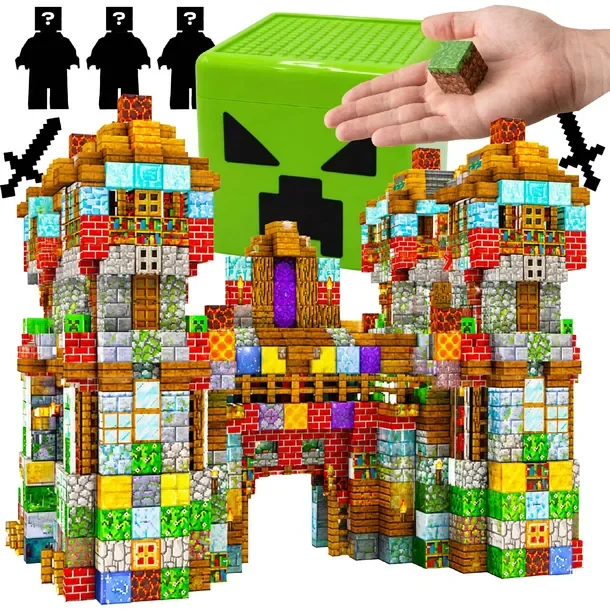 Klocki Magnetyczne Kostki Piksele 3d Konstrukcyjne Pudełko Minecraft 150el