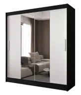 Szafy - Czarno-biała szafa przesuwna z lustrem K2-Z47 - miniaturka - grafika 1