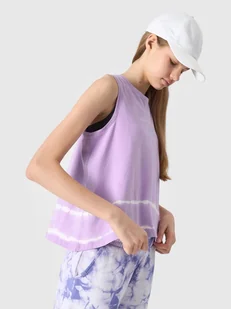 Top z nadrukiem dziewczęcy 4F Junior 4FJWSS24TTSHF1145-52S Fioletowy - Koszulki i topy damskie - miniaturka - grafika 1