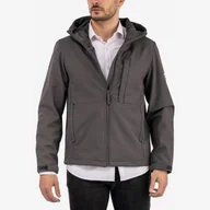 Kurtki męskie - Kurtka Męska Softshell Z Kapturem Przejściowa Wodoodporna Zara Szara XL - miniaturka - grafika 1