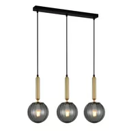 Lampy sufitowe - Italux Loftowa LAMPA wisząca RAVENA szklana OPRAWA zwis na listwie mosiądz przydymione PND-2324-3L BRO+SG - miniaturka - grafika 1