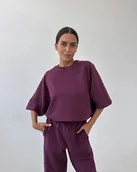 Koszule damskie - T-shirt short Chillout mauve wine - miniaturka - grafika 1