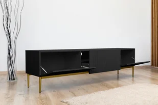 Szafka RTV Nicole 200 cm - czarny mat / złote nóżki - Szafki RTV - miniaturka - grafika 7