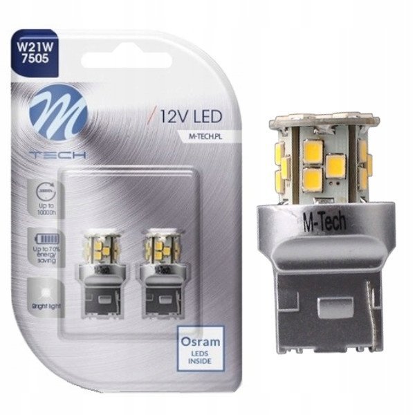 2x Żarówka W21w Led Osram M-tech T20 Retrofit 7505 Biała
