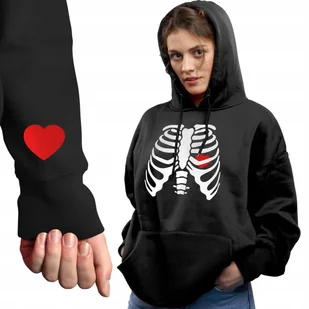 Czarna Bluza Damska Z Kapturem RED HEART IN SKELETON Rozmiar XXL WZORY - Bluzy damskie Czarna Bluza Damska Z Kapturem RED HEART IN SKELETON Rozmiar XXL WZORY - Bluzy damskie - miniaturka - grafika 1