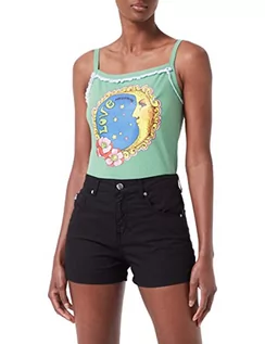 Koszulki i topy damskie - Love Moschino Damska koszulka ze stretchu, z nadrukiem księżyca, z bawełny, zielony, 44 PL - grafika 1