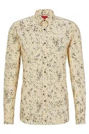 Koszule męskie - HUGO Męska koszula Elisha02 Extra Slim-Fit z bawełny stretch z nadrukiem dalmatyńskim, Light Beige278, 44 - miniaturka - grafika 1