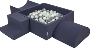 KiddyMoon KiddyMoon Piankowy plac zabaw PPZP-KW30D-134 z piłeczkami granatowy: biały-szary-mięta basen 300/rampa L/półwałek L/schodek Zabawka plac zabaw - Suche baseny - miniaturka - grafika 1