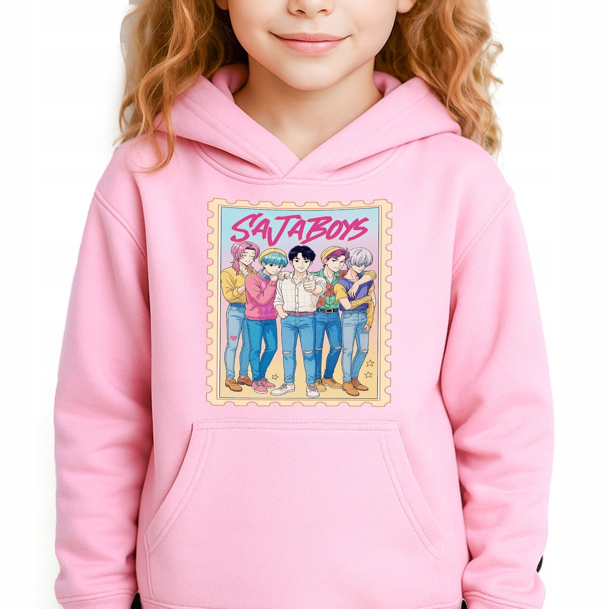 Bluza Dziecięca Różowa Z Kapturem SAJA BOYS SQUAD Muzyka Wzory Rozm 164 cm