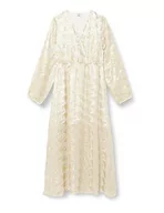 Sukienki - IZIA Damska sukienka maxi z haftem 19327375, biała wełna ze złotymi kwiatami, M, Biała wełna ze złotymi kwiatami, M - miniaturka - grafika 1