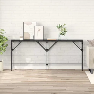 vidaXL Konsola Czarny dąb 180 x 29 x 75 cm Materiał drewnopochodny - Konsole i sekretarzyki - miniaturka - grafika 1