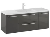 Szafki łazienkowe - Szafka Wisząca Z Umywalką RON 120 cm D - Titan Wysoki Połysk - Uchwyty Białe Matowe - miniaturka - grafika 1