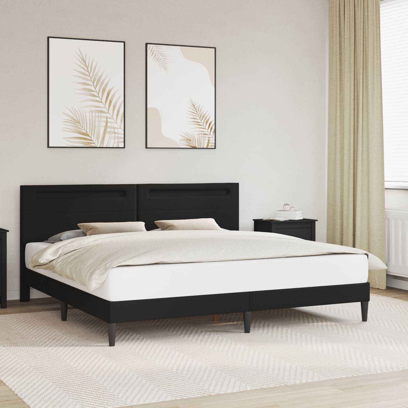 vidaXL vidaXL Ramka łóżka z paskami LED Czarny 180 x 200 cm Ekoskóra