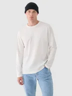 Koszulki męskie - Męski longsleeve basic Outhorn OTHWAW24TLONM415 -biały - miniaturka - grafika 1