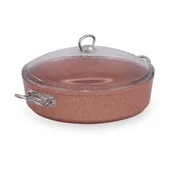 Garnki - Różowy niski aluminiowy garnek z pokrywką Güral Porselen Classic, ø 30 cm - miniaturka - grafika 1