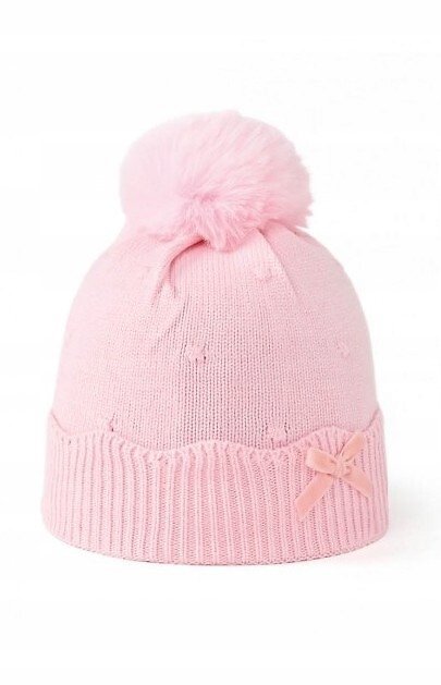 Czapka zimowa CDW-0072 Pompon RÓŻ 52-54