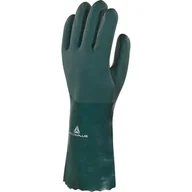 Rękawice robocze - DELTA PLUS PVCGRIP35 RĘKAWICE Z PVC NA WKŁADZIE Z BAWEŁNY INTERLOCK, PODWÓJNIE ZAMACZANE, DŁ. 35 CM; ZIELONY - miniaturka - grafika 1