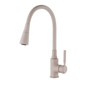 Invena Bateria zlewozmywakowa HULA PLUS TREND z ruchomą 2-funkcyjną wylewką beżowa - Baterie kuchenne - miniaturka - grafika 1