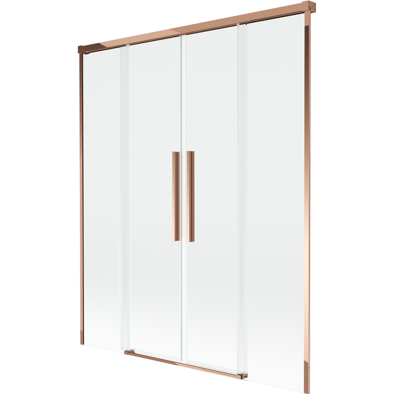 Mexen Rox parawan nawannowy 2-skrzydłowy rozsuwany 150 x 150 cm, transparent, różowe złoto - 8C9-150-002-60-00
