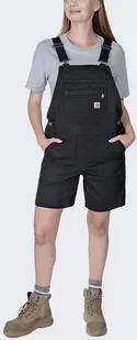 Krótkie Ogrodniczki Carhartt Rugged Canvas Black - Spodnie sportowe męskie - miniaturka - grafika 1