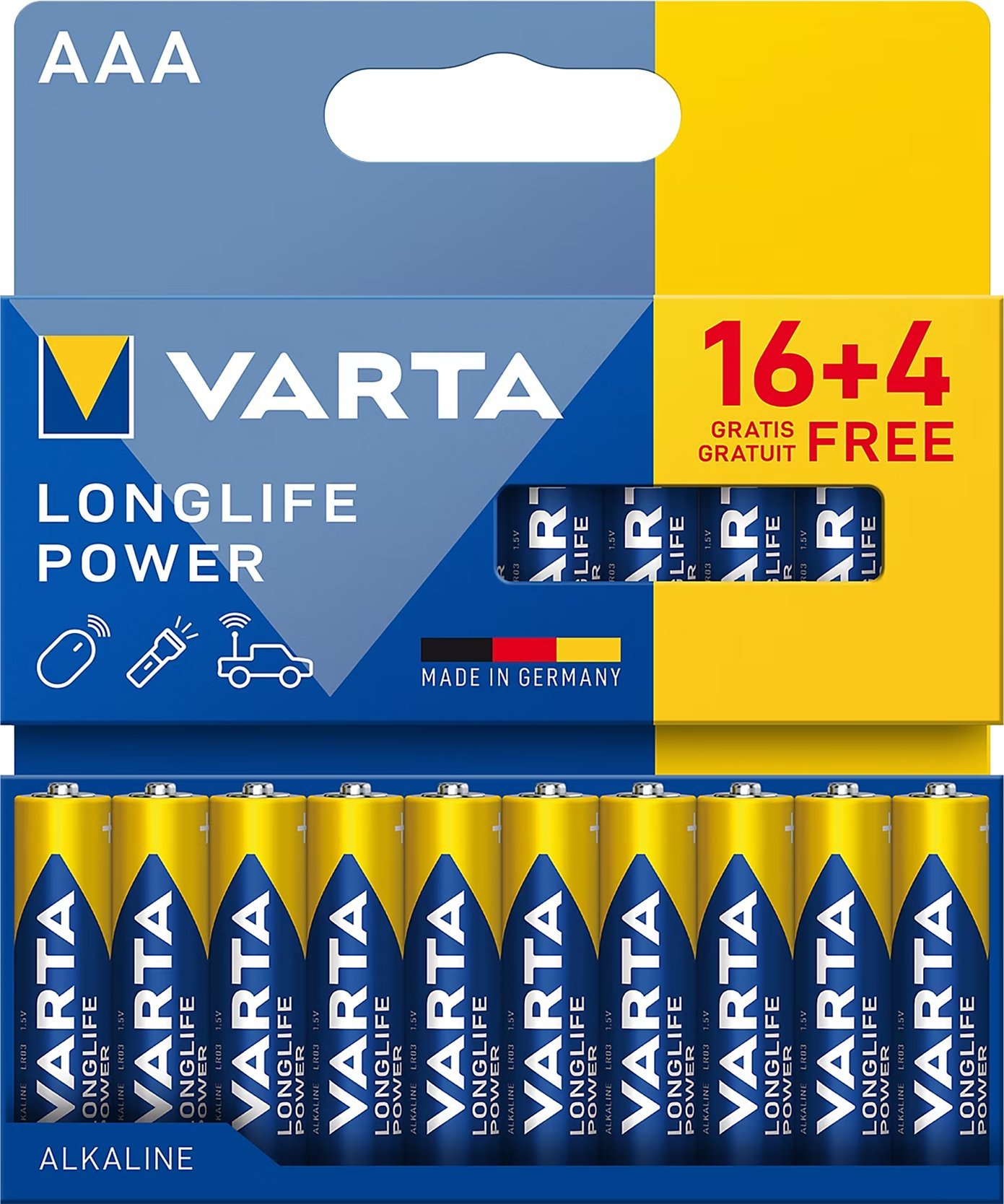 Varta Bateria alkaiczna VARTA LR03 Longlife Power 16+4/blist.