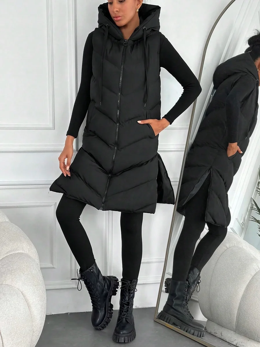 SHEIN KAMIZELKA DAMSKA CZARNA PUCHOWA Z KAPTUREM 40 1MA