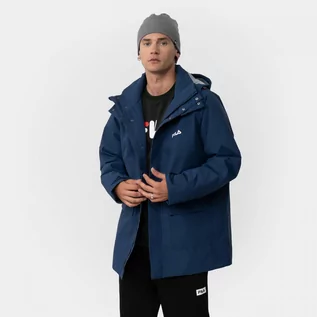 Kurtki męskie - Męska kurtka parka przejściowa FILA TANVALD light padded parka - granatowa - grafika 1