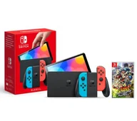 Konsole Nintendo - Nintendo Switch OLED Czerwono-niebieski + Mario Strikers Battle League Football - miniaturka - grafika 1