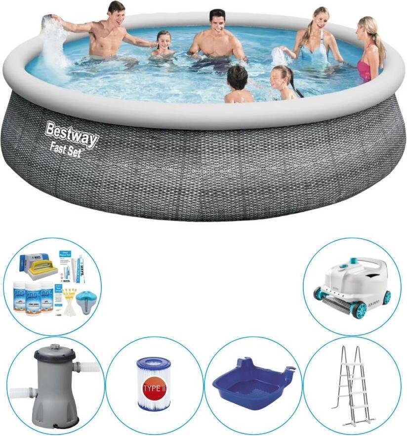Zestaw basenowy - Bestway Fast Set 457x107 cm Rattan - Okrągły