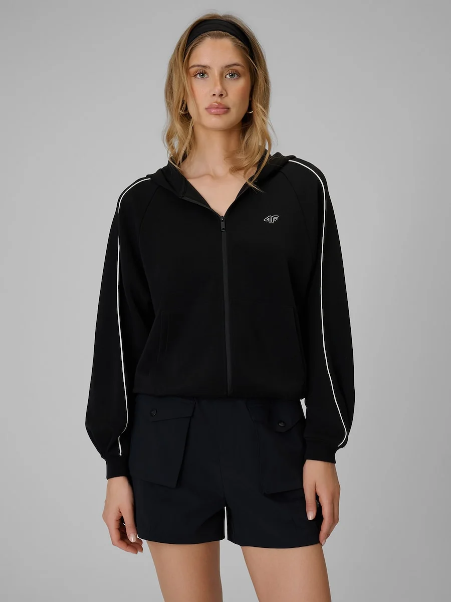Bluza dresowa regular z kapturem damska 4F 4FRSS26TSWSF2990-20S Czarny S