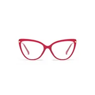 Okulary korekcyjne, oprawki, szkła - Czerwone okulary kocie do komputera damskie z filtrem BLUE Light zerówki 2563-2 - miniaturka - grafika 1