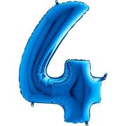 Balony i akcesoria - Balon Foliowy Cyfra 4 Niebieska - 102 cm Grabo - miniaturka - grafika 1