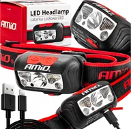 Latarki - Lampa Latarka Led Czołowa Czołówka Mocna Akumulatorowa Na Głowę Usb 6500K ! - miniaturka - grafika 1