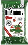 Desery dla dzieci - BIOSAURUS Chrupki kukurydziane Dinozaury ZIMOWE o smaku piernikowym BIO 50g - miniaturka - grafika 1