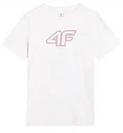 Koszulki dla dziewczynek - Koszulka dziewczęca 4F 4FJWAW25TTSHF2388 biała-128 - miniaturka - grafika 1