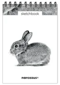 Szkolne artykuły papiernicze - Narcissus Szkicownik A5 na spirali Królik 60 kartek - miniaturka - grafika 1