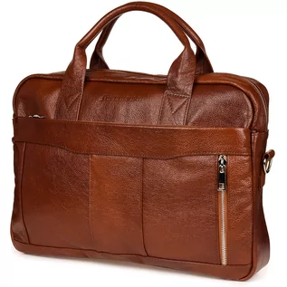 Torby męskie - Skórzana torba na laptop duża męska pojemna premium Beltimore brązowa brązowy, beżowy - grafika 1